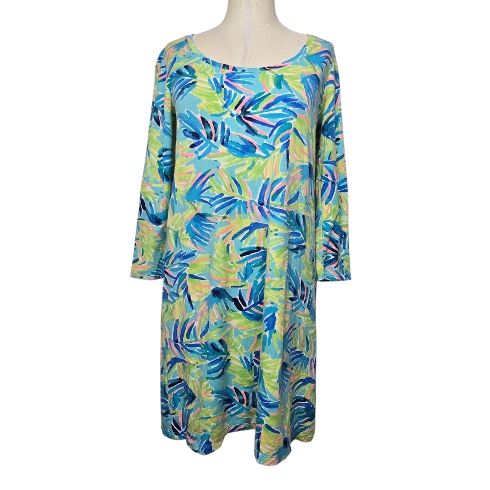 Lilly Pulitzer Devon Serenity Scoop Neck Blue Green Dress S